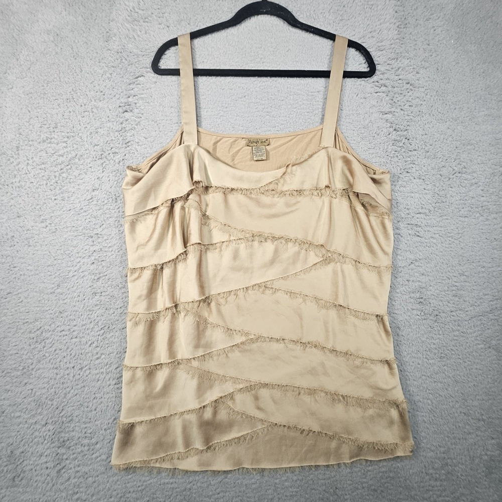 Ruffle Cami Womens 3X Beige Satin Layer Capsule Y2K Vintage Vibes Coquette Danty